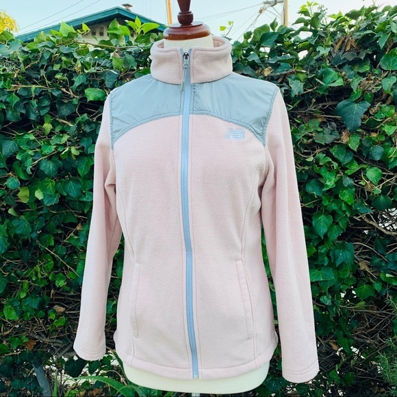 New Balance Women Pink High Neck Two Pockets Zippered Sweater Size S - Picture 1 of 11